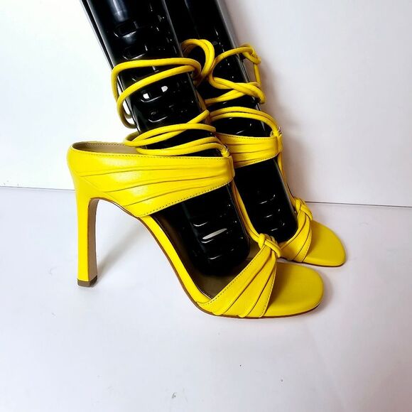 Michael Kors Yellow Michael Mmk Gabriellea Ankle Tie High Dress Sandals Size 8 - Picture 8 of 11